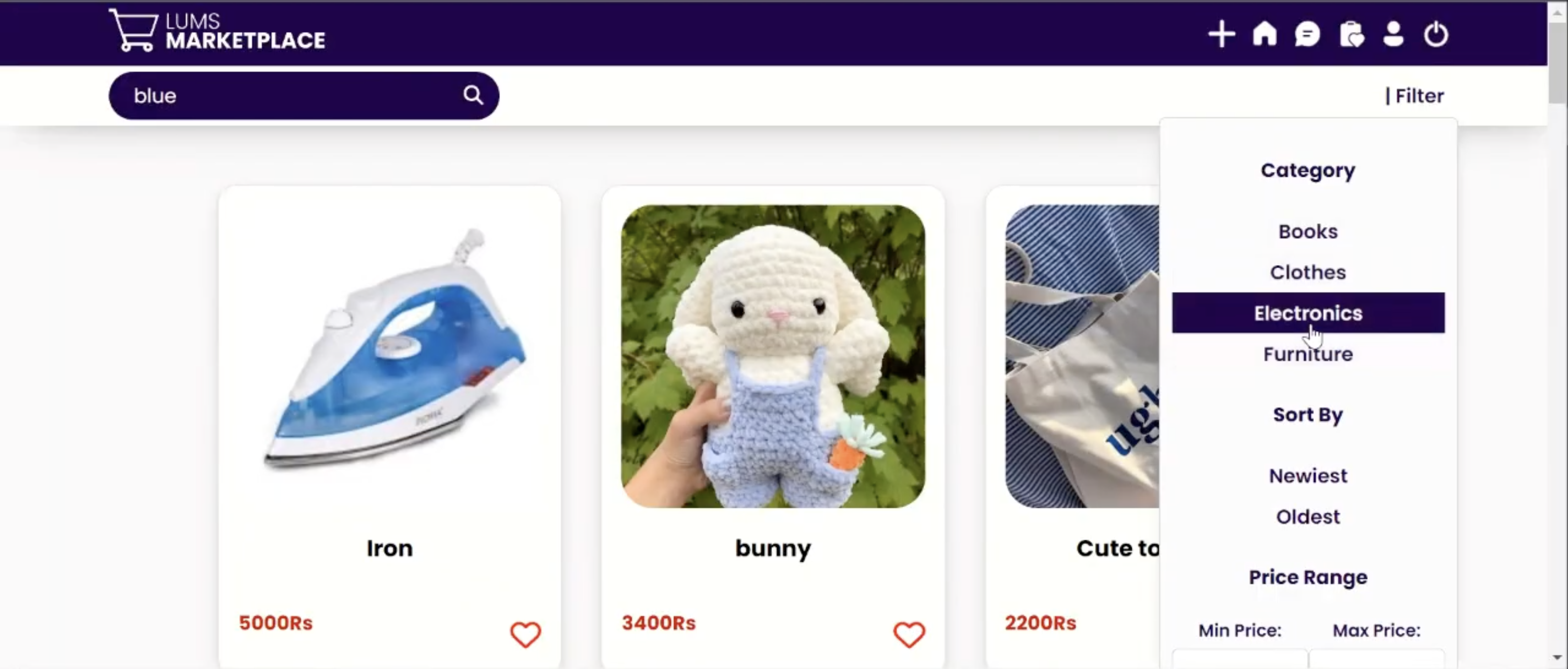 Messaging interface between buyer and seller