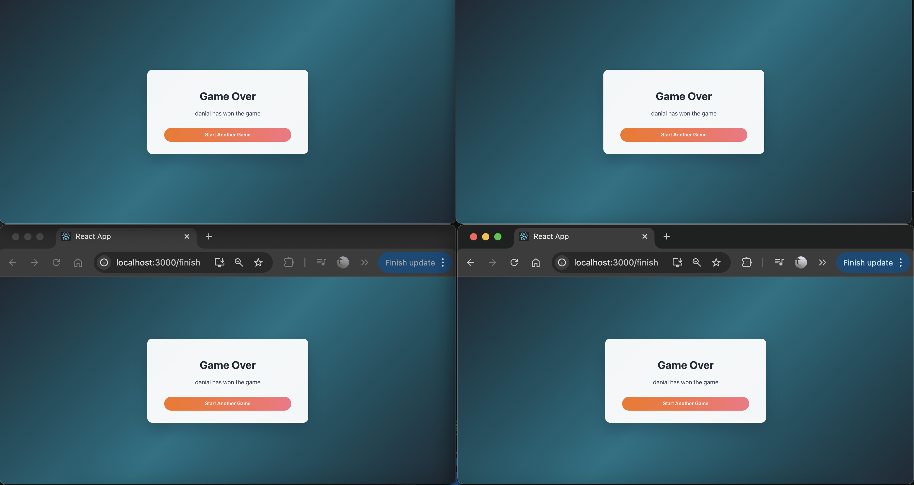 UNO win screen showing banner and confetti